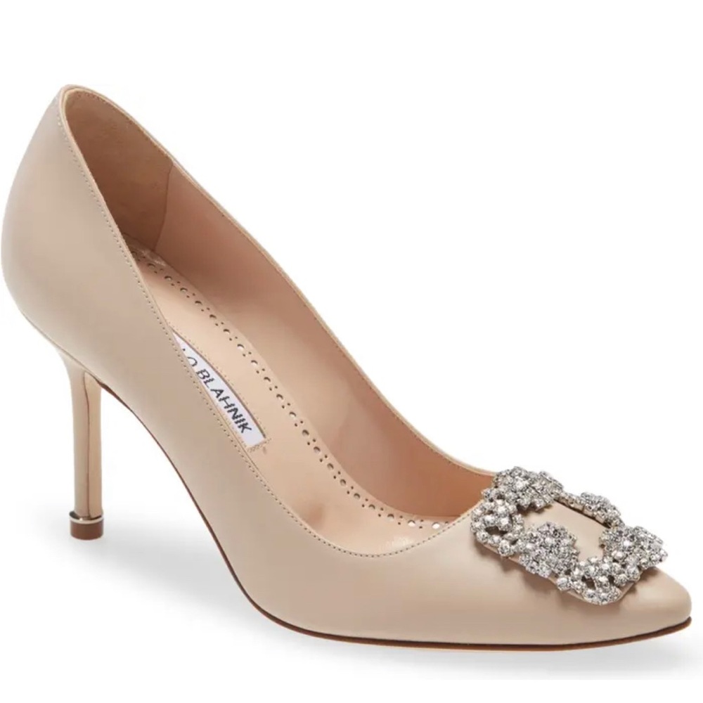💯Authentic Manolo Blahnik leather hangisi pumps, 37.5